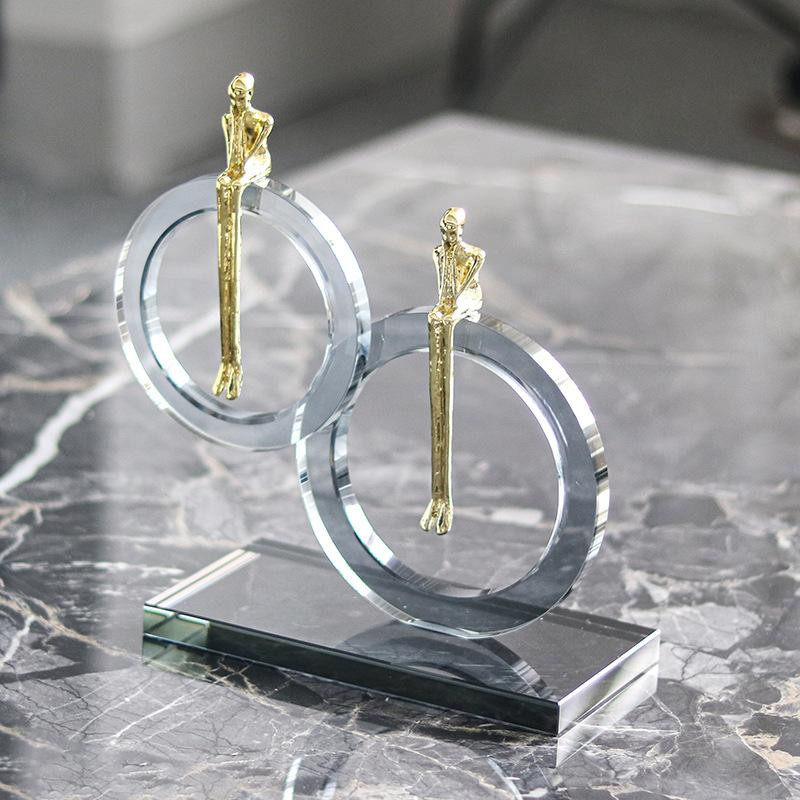 Luxus Kristall Denker Figur mit Doppelring Basis als Designer Deko Ornament für dein Zuhause - Bild 2