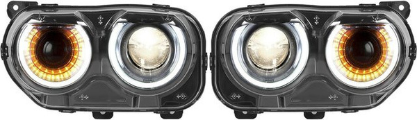 VLAND LED Projektor Scheinwerfer Doppellicht für Dodge Challenger SRT Hellcat 2015-2020 LHD Grau
