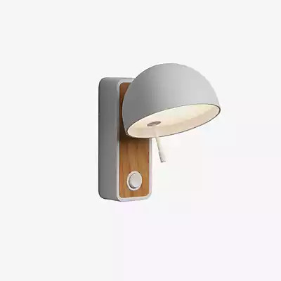 Bover Beddy LED Wandleuchte in Grau mit Holzdetails und Dom-Design - Bild 1