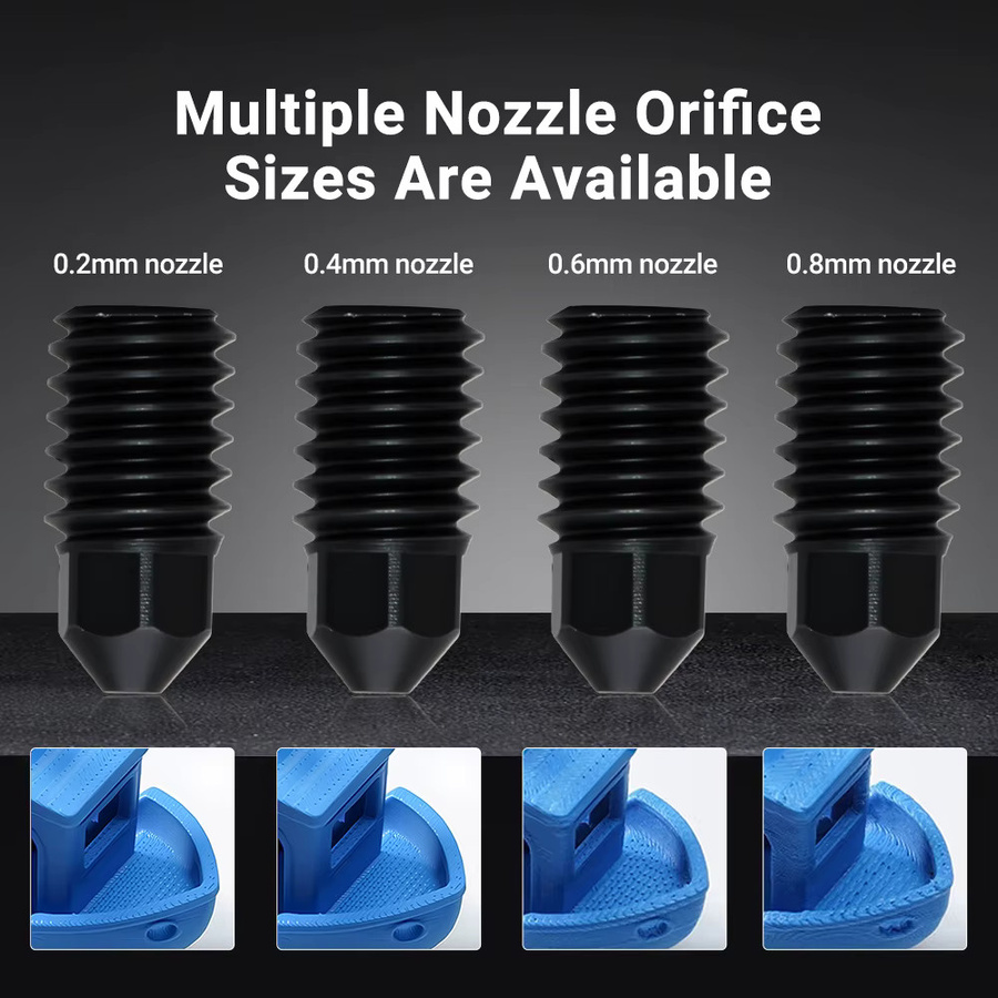 5 Stück Austauschbare Hartstahl Düsen für Bambu Lab A1, A1 Mini, H2D und P2S im Set mit 0,2 mm, 0,4 mm, 0,6 mm und 0,8 mm für dein Hotend Upgrade - Bild 6