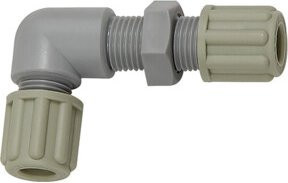 Riegler Winkel-Schottverbindung aus Kunststoff in Grau, M10x1,0 für 4/6 mm Schlauch, SW 14 - Bild 1