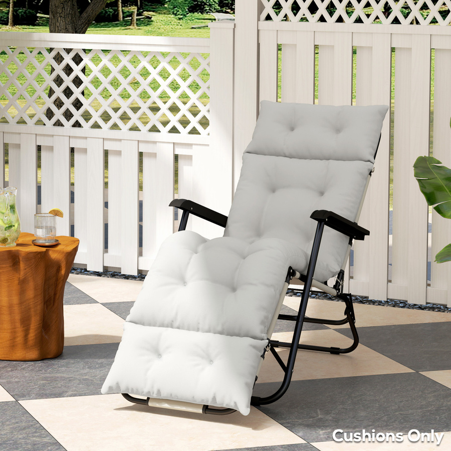 Outsunny Liegestuhlkissen Hellgrau mit UV-Schutz und Wasserabweisung, Liegematratze aus Schaumstoff für Garten und Terrasse, B/T/H: 190 x 56 x 10 cm - Bild 2