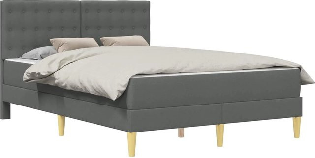 vidaXL Bettgestell mit Matratze in Grau mit Stoffbezug B/T/H: 120 x 200 x 124 cm - Bild 1