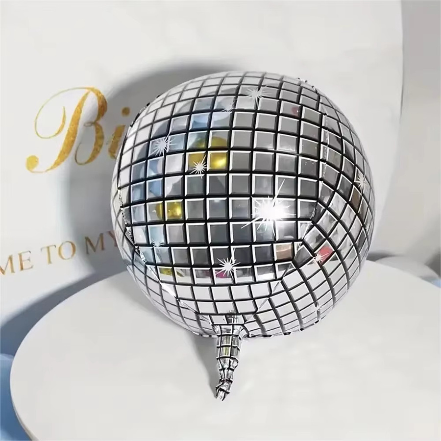 6 Stück BALONAQ 4D Disco Folienballons in Silber, 22 Zoll Laser Aluminiumballons für Retro Party Dekoration - Bild 3