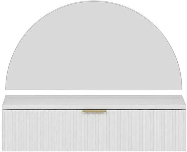 Vente-unique Schminktisch Fralyn Weiß mit Hollywood LED-Spiegel Breite: 80 cm - Bild 1