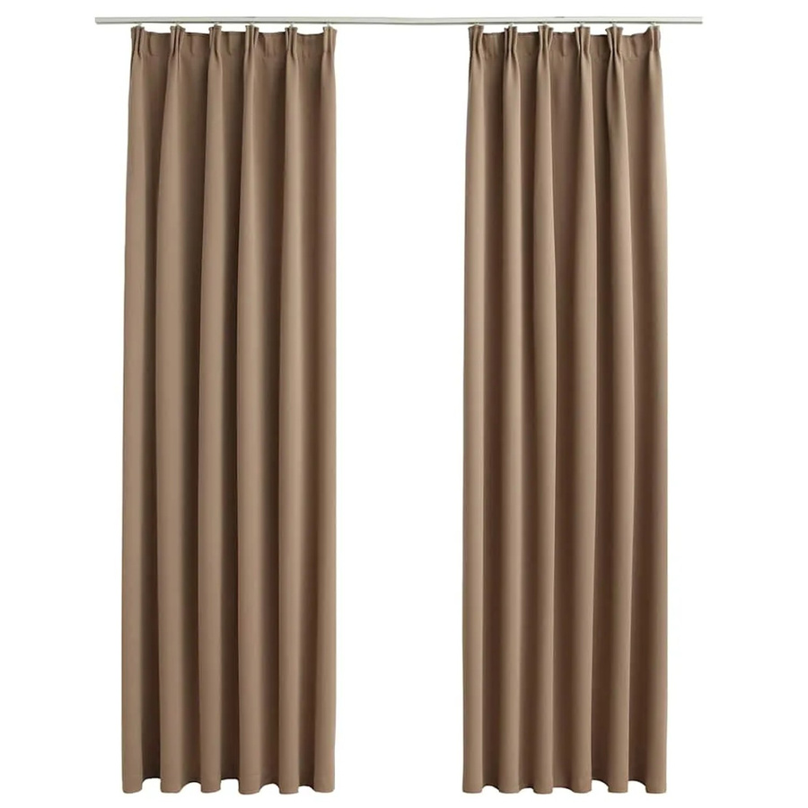 vidaXL Verdunkelungsvorhänge mit Haken, 2 Stück, Taupe, B: 140 cm, H: 245 cm - Bild 2
