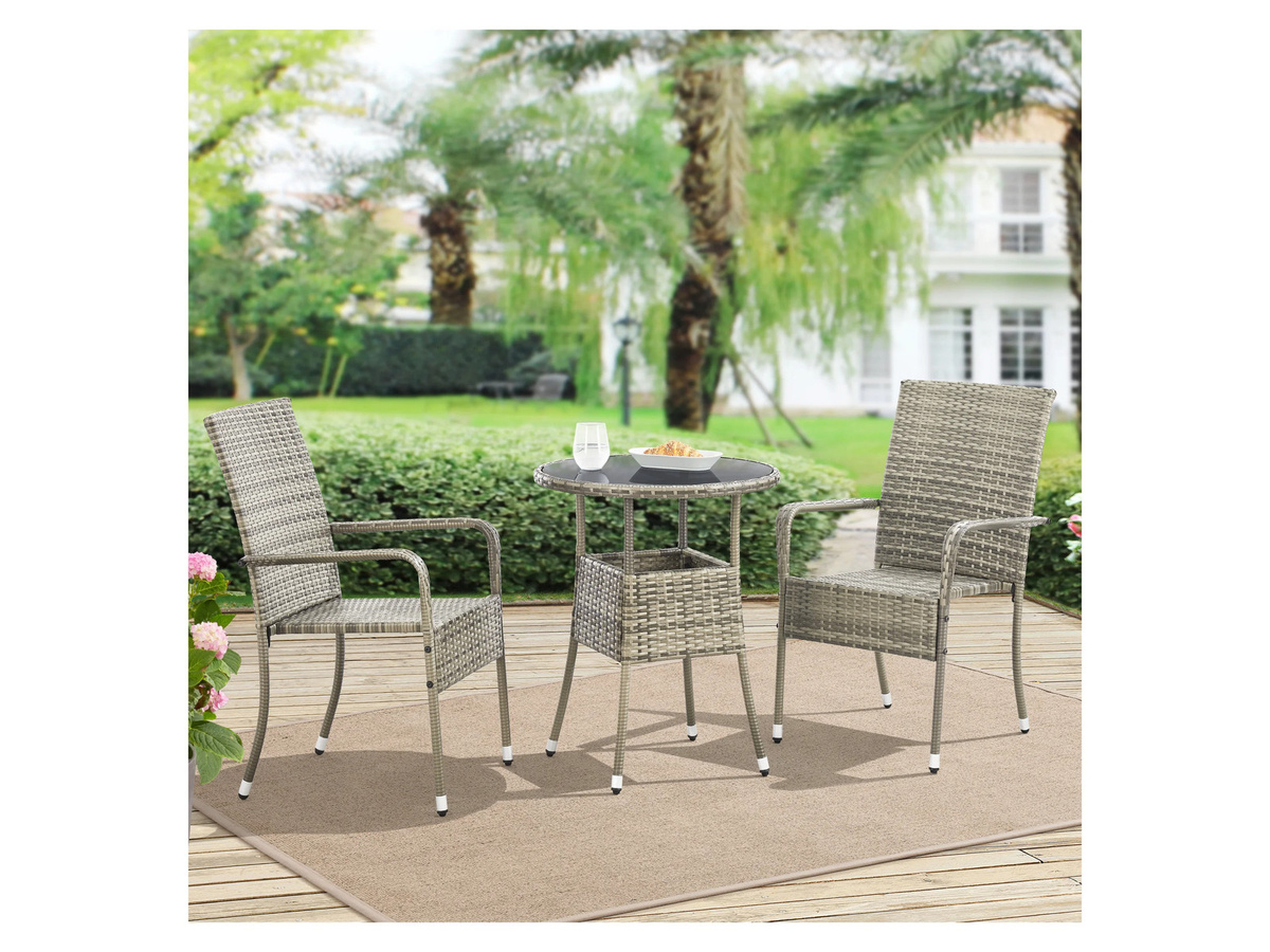 Juskys Polyrattan Gartentisch Yoro rund, Grau, Durchmesser: 60 cm - Bild 2