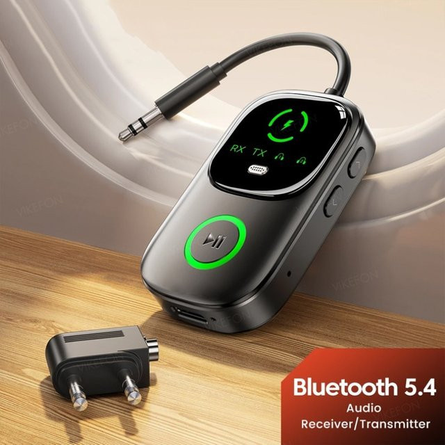 VIKEFON Bluetooth 5.4 Audio-Empfänger-Sender 2-in-1-Adapter in Schwarz mit 3,5 mm Klinkenanschluss für TV, Kopfhörer und Auto - Bild 1