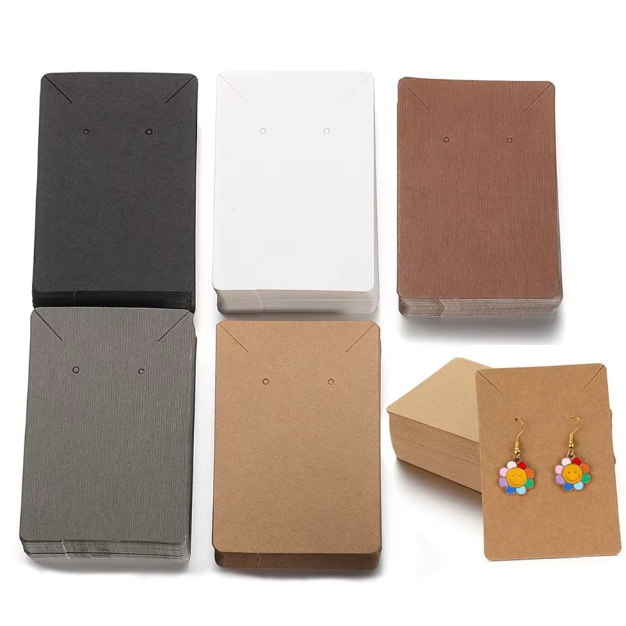 50 Stück MINGXUAN Kraftpapier Schmuck-Display-Karten für Ohrringe und Halsketten, B/H: 6 x 9 cm, in Braun, Weiß und Mehrfarbig - Bild 2