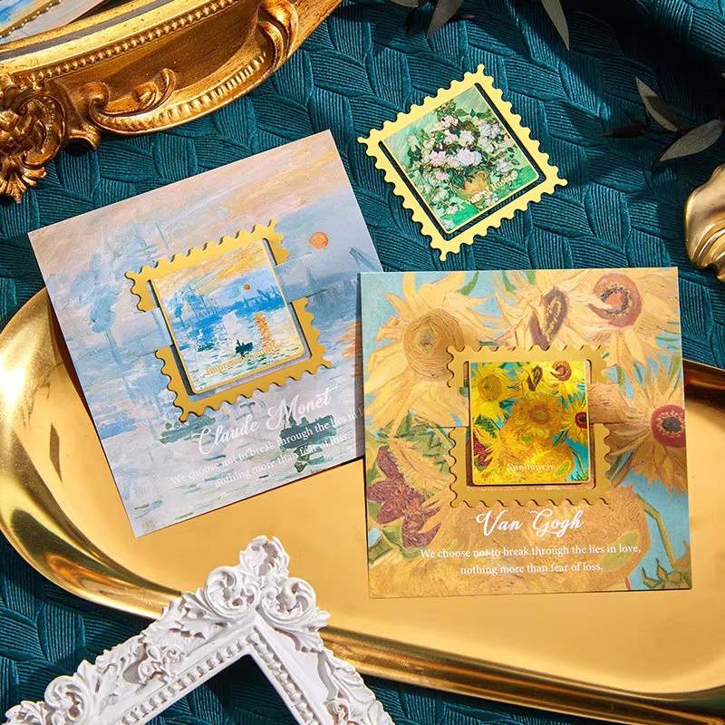 KOQZM Vintage Van Gogh Gemälde Lesezeichen aus goldenem Metall mit gewelltem Rand - Bild 4