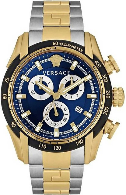 Versace Chronograph, Quarz, Edelstahl, Blau, 44 mm, Herren - Bild 1
