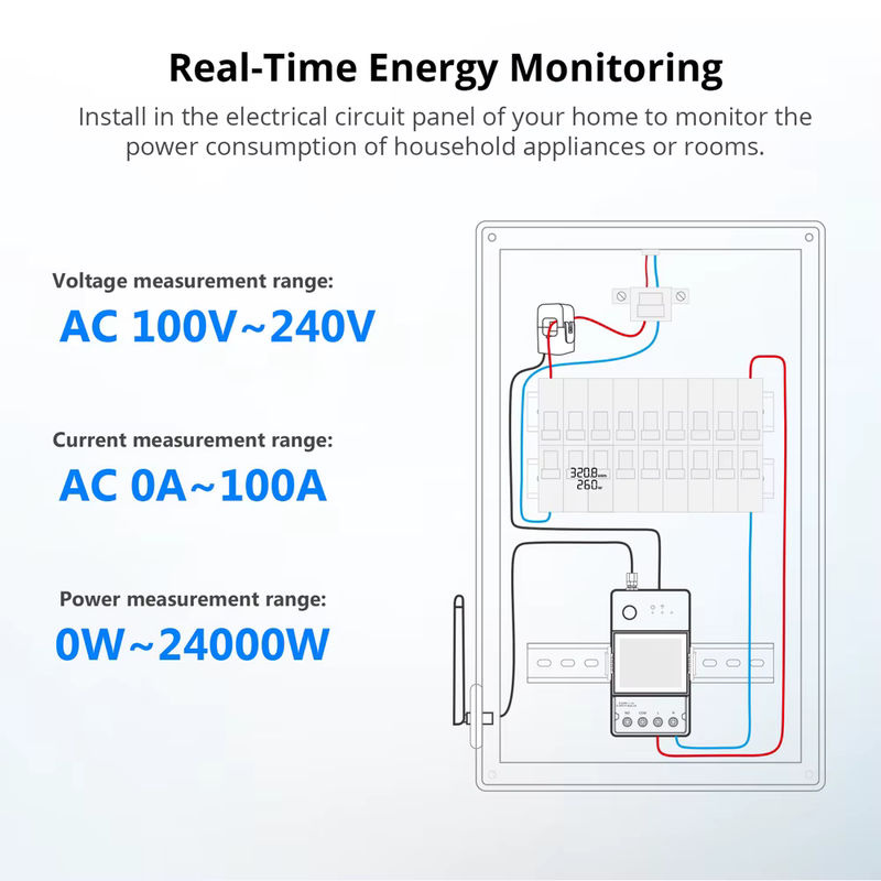 SONOFF POWCT Ring Smart Power Meter mit ESP32 Chip, berührungsloser CT 100A Energiemonitor und Schützsteuerung, kompatibel mit Alexa und IFTTT, Weiß - Bild 4