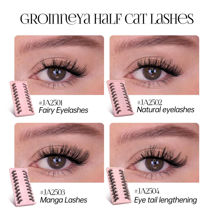 Groinneya Falsche Wimpern, Wispy Faux Nerz, Natürlich, Unisex - Bild 4