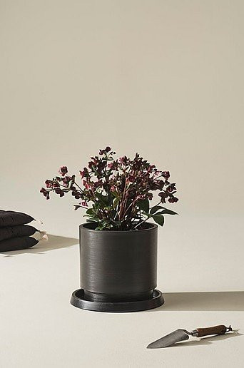 Jotex MICHELLE Outdoor-Topf in Schwarz, Rund, B/T/H: 32,5 x 32,5 x 37,5 cm - Bild 1