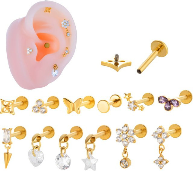 mling Ohrstecker Titan, Zirkonia, Gold, Damen - Bild 1