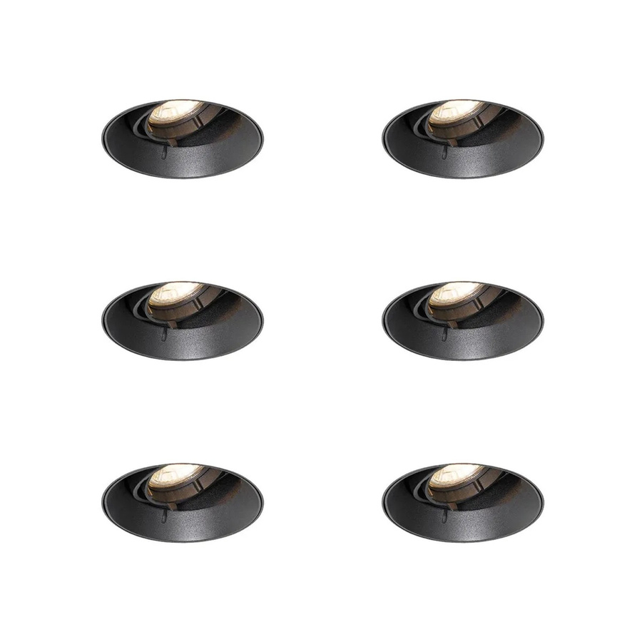 QAZQA Set mit 6 modernen Einbaustrahlern in Schwarz, rund und randlos, GU10, Downlight - Bild 2