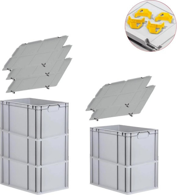 PROREGAL Spar Set Eurobox Nextgen Economy mit Auflagedeckeln und Schiebeschnappverschlüssen, Gelb, H: 32 cm, B: 40 cm, T: 60 cm - Bild 1