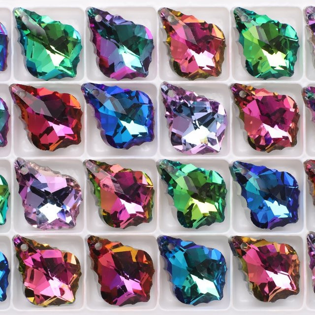 YUANZHIRUN Anhänger, Kristall, Ahornblatt-Form, Bunt, Unisex, 16 x 22 mm - Bild 1