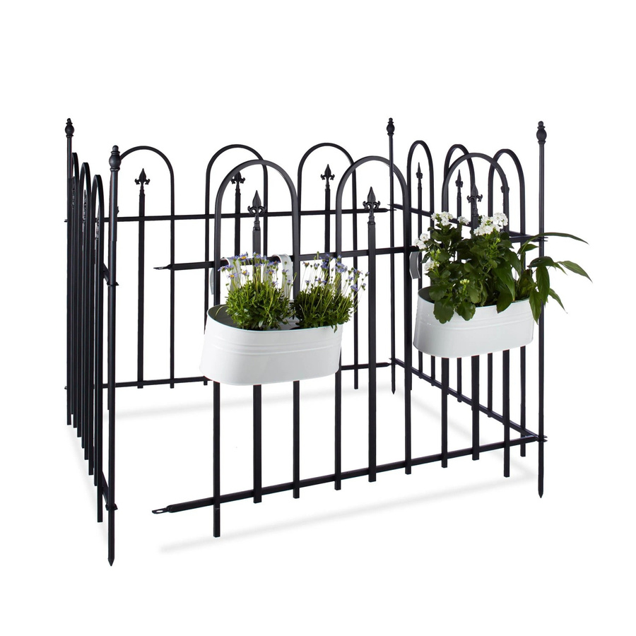 Relaxdays Gartenzaun 4er Set aus Eisen in Schwarz, Steckbar und Erweiterbar, B/H: 120 x 480 cm - Bild 2