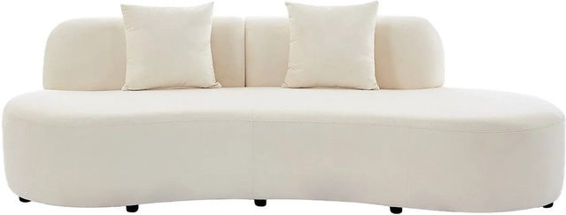 Vente-unique Sofa Basiliana in Beige aus Samt ohne Schlafmöglichkeit mit Armlehnen - Bild 1