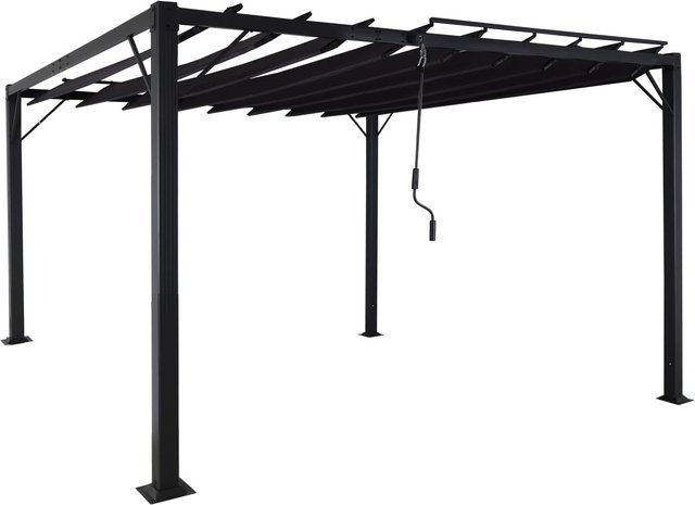 MCW Pergola L40 Lamellen-Pavillon Terrassenüberdachung mit drehbarem Lamellendach aus Stoff und Alu-Gestell, B/T: 300 x 300 cm, anthrazit - Bild 2