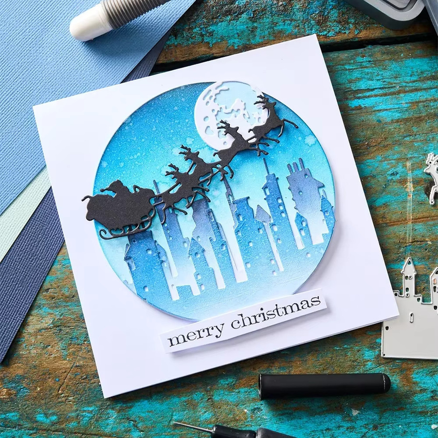Festliche Weihnachts-Kranz Stanzformen mit Winter-Motiven, Alphabete und Zahlen aus Metall für DIY Scrapbooking und Handwerk - Bild 4