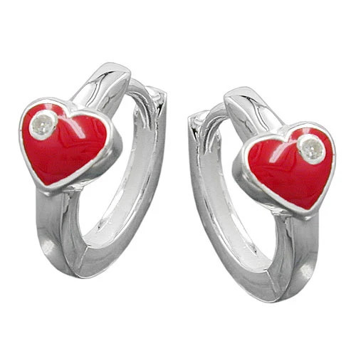 SIGO Creolen Herz rot, Zirkonia, 925 Silber, Kinder - Bild 1