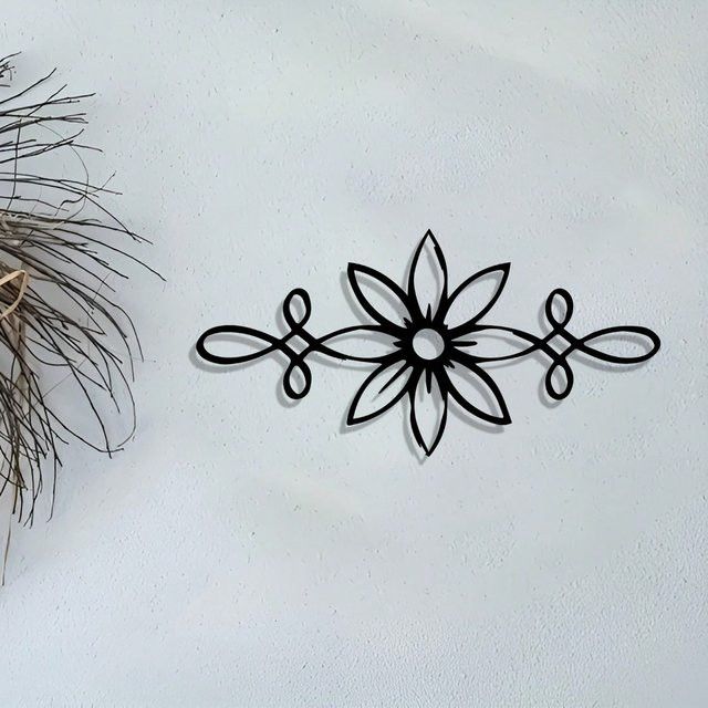 CIFBUY Vintage Wandkunst aus schwarzem Metall mit Blumenmuster für Innen und Außen - Bild 1