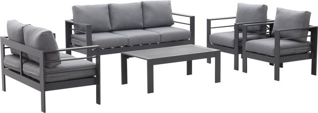 MEXO Gartenmöbel Lounge-Set Genua 7-Sitzer mit Polstern in Grau und Dunkelgrau - Bild 1