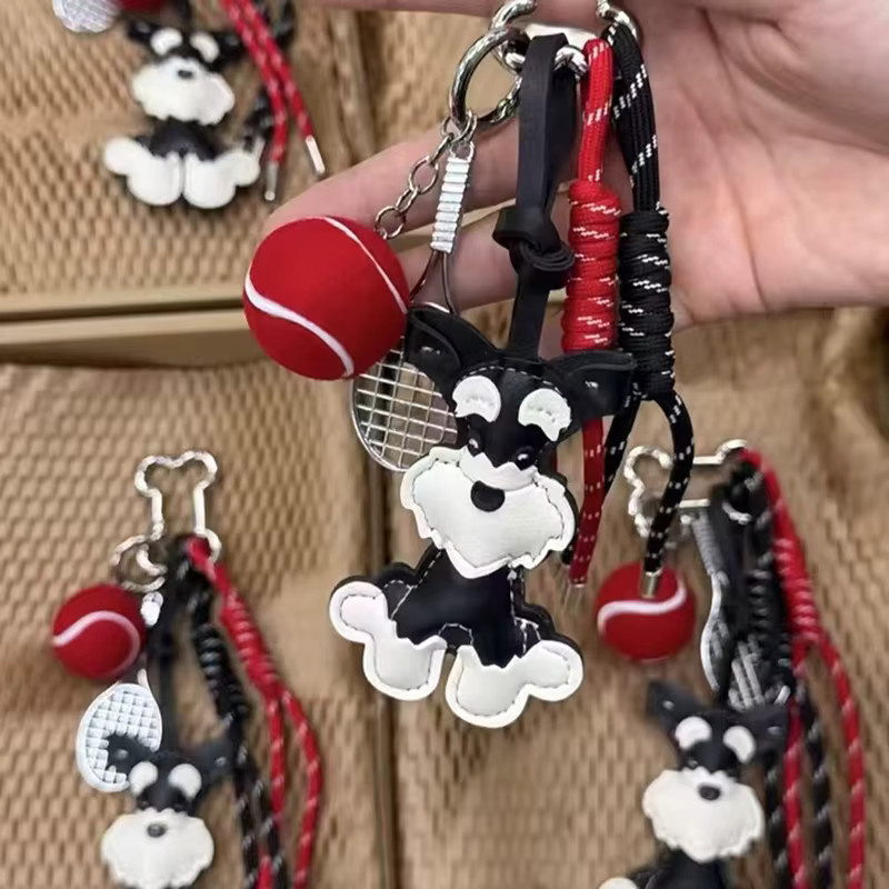 Yogodlns Schlüsselanhänger, Schnauzer-Puppen, geflochtenes Seil, Leder, Unisex - Bild 1