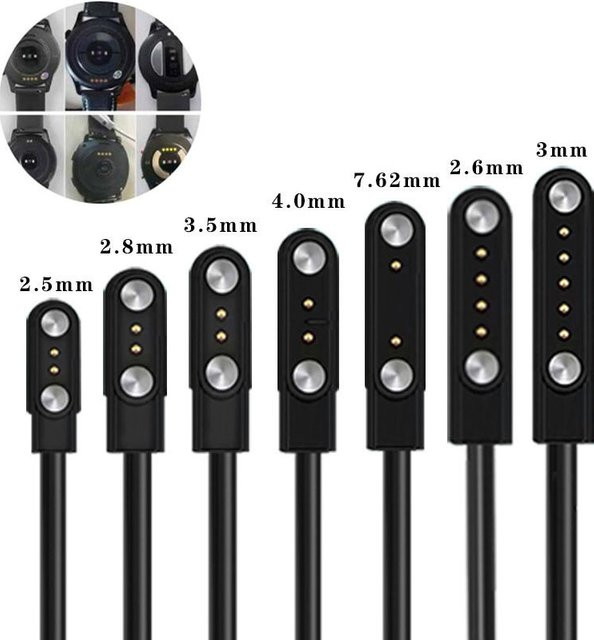 KAFNHCKA Universelles Magnetisches Smartwatch-Ladekabel USB-Dock-Ladegerät für 2/4-Pin Smartwatches in Schwarz - Bild 1