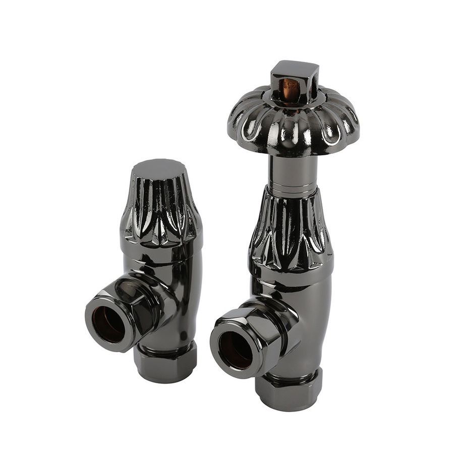 Regent Hudson Reed Retro Winkelventile Thermostatisch in Schwarz Nickel Matt, 2er Set - Bild 1