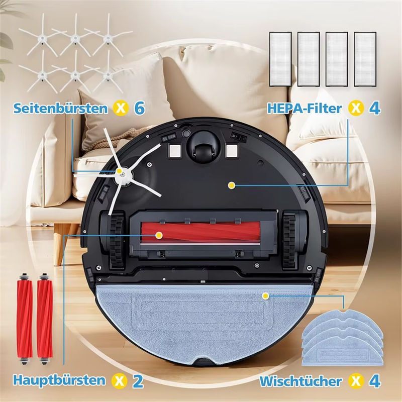Mriae Parts Ersatzteil-Set für S7, S7+, S7 MaxV, S7 MaxV Ultra und S7 Pro Ultra Staubsauger mit Hauptbürsten, Seitenbürsten, Filtern und Wischtüchern in Multicolor - Bild 2