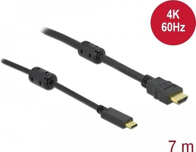 DeLOCK Video- und Audiokabel USB-C auf HDMI, 7,0 m, Schwarz, 4K Unterstützung, aktiv - Bild 1