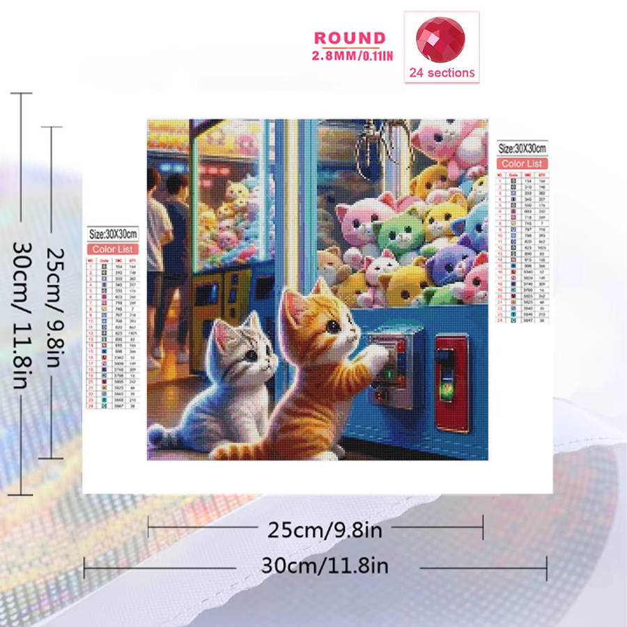 Momoart Diamant-Mosaik Katze DIY Stickerei Set in Multicolour, Durchmesser: 20 cm - Bild 1