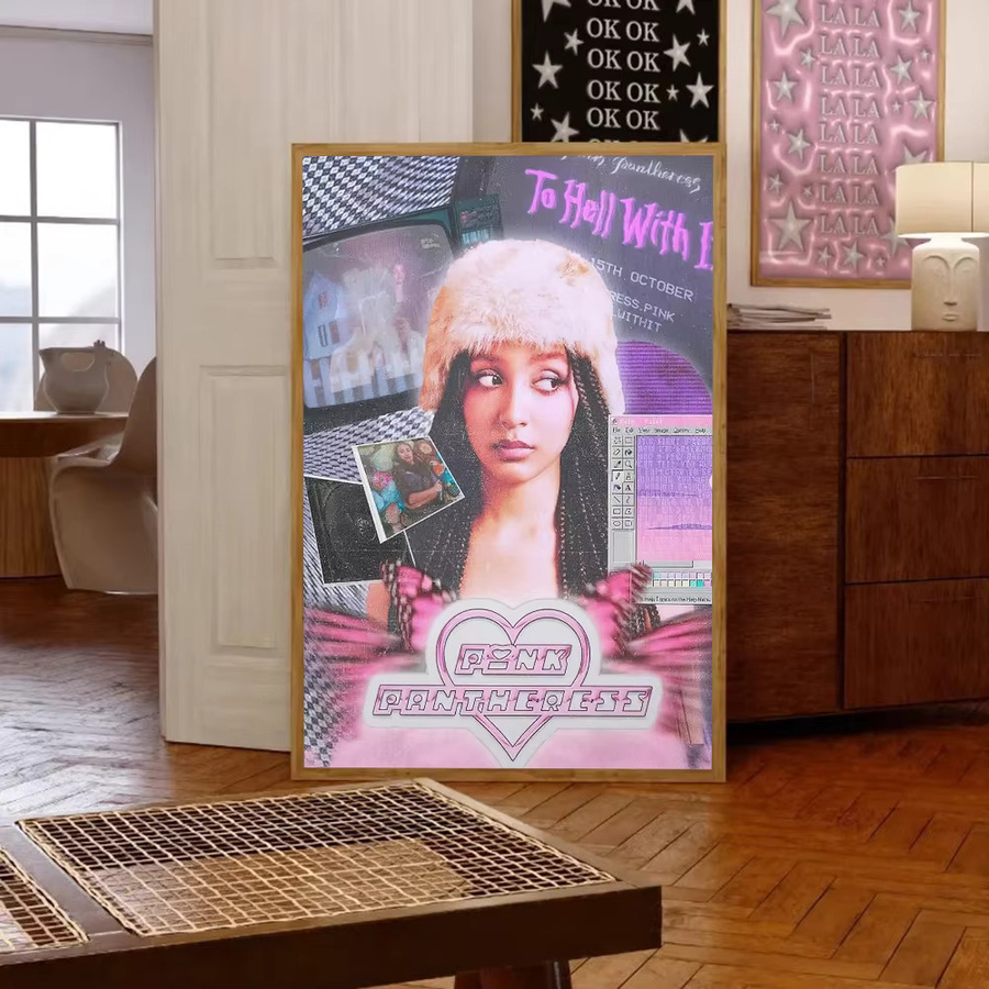 Pink Pantheress Poster Selbstklebender Wasserdichter Papieraufkleber für Wanddekoration in Kaffeehaus oder Bar - Bild 5