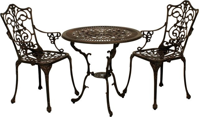 DEGAMO Bistroset Jugendstil 3-teilig aus Aluguss in Bronze Antik - Bild 1