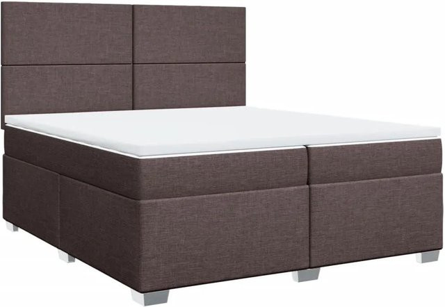 vidaXL Boxspringbett mit Matratze und Taschenfederkern in Dunkelbraun, B/T: 200 x 200 cm - Bild 1