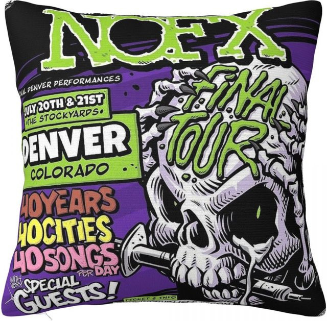 Quadratischer Kissenbezug Nofx Band Letzte Tour Schädel in Multicolor, B/T/H: 18 x 18 x 18 cm - Bild 1