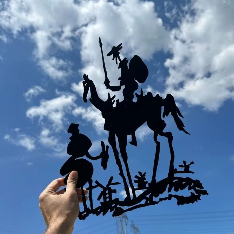 CIFBUY Wandkunst Don Quijote im Picasso-Stil aus Metall in Schwarz als abstrakte literarische Dekoration - Bild 2