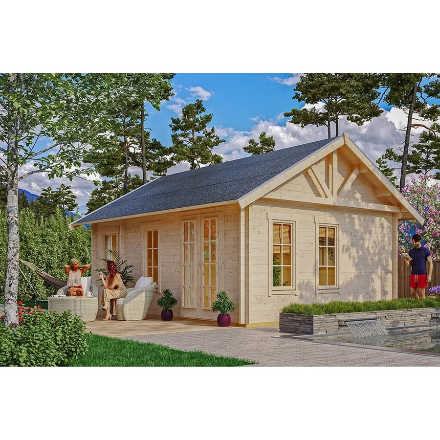 Skan Holz-Gartenhaus Toronto 2 Blockbohlenhaus aus nordischer Fichte Leimholz in Braun B: 420 cm, T: 560 cm - Bild 2