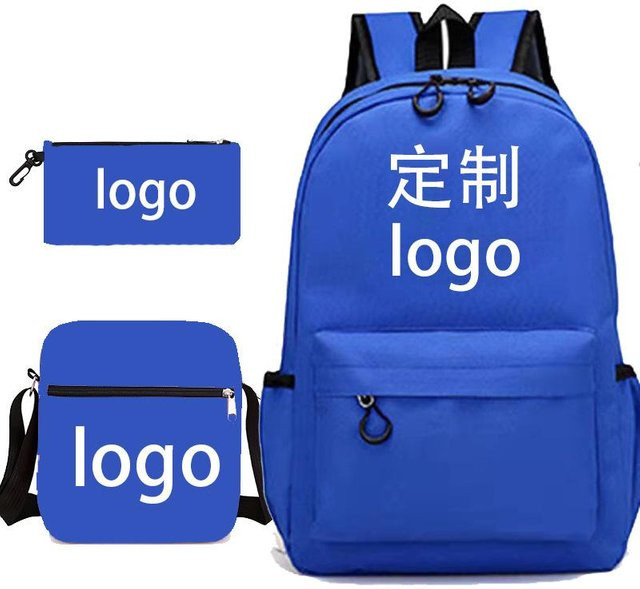 3-teiliges Schulrucksack-Set in Blau aus Oxford-Stoff mit Schultasche, Schultergurt und Federmäppchen - Bild 1