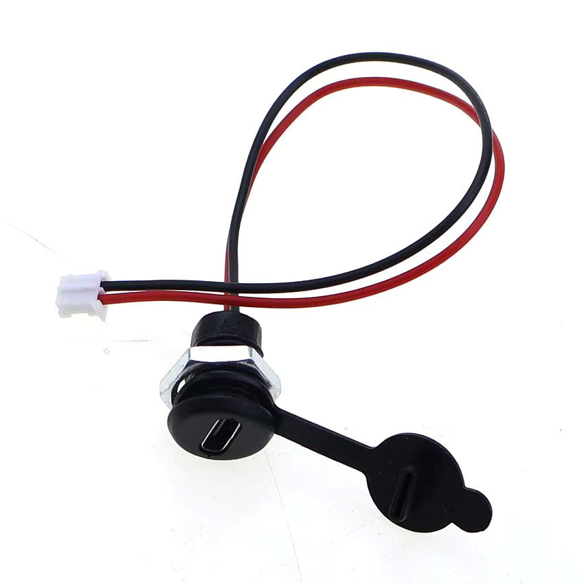ChengHaoRan USB-C Anschluss Typ-C Buchse mit PH2.0 Terminalmutter und Verriegelungsplatte, Wasserdichter 3A Ladeanschluss, Schwarz - Bild 2