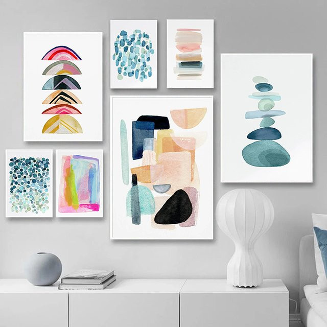 Potdemiel Minimalistisches Geometrisches Abstraktes Kunstposter als Leinwanddruck in Mehrfarbig - Bild 1