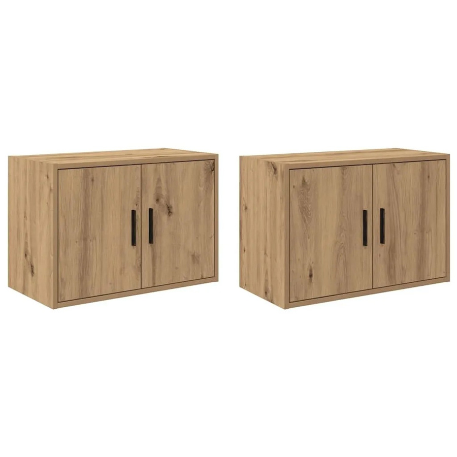 vidaXL Garagen-Wandschränke 2er-Set aus Holzwerkstoff in Artisan-Eiche, Farbe Braun - Bild 2