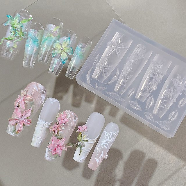 KANIU Nail Art 3D Silikonformen, Schleife und Blüten, Nagelwerkzeuge - Bild 1