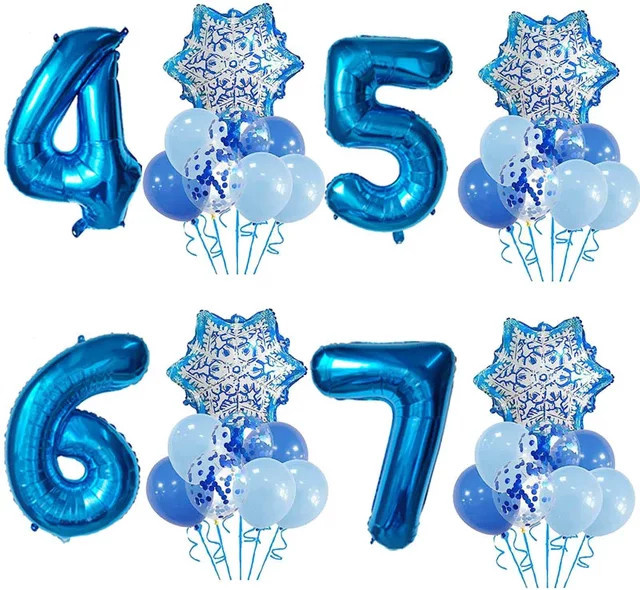 9 Stück BALONAQ Schneeflocken Aluminiumfolien-Ballons in Blau für Winter, Weihnachten und Geburtstag Dekoration - Bild 1