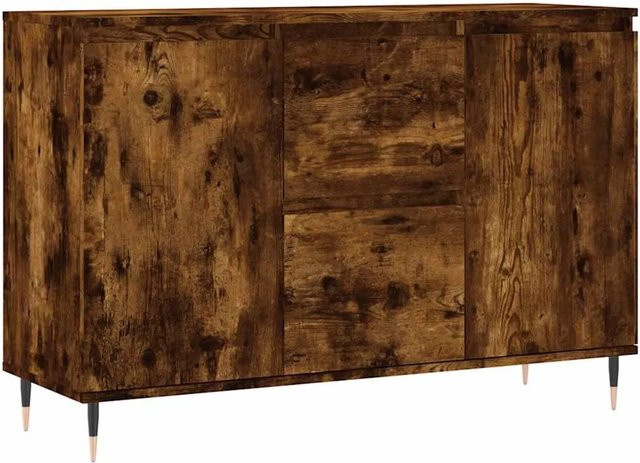 vidaXL Sideboard Räuchereiche in Braun aus Holzwerkstoff und Eisen, B/T/H: 101,5 x 35 x 70 cm - Bild 1