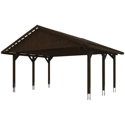 Satteldach-Carport Wallgau von SKANHOLZ in Nussbaum Braun mit Dachlattung B/T: 620 x 500 cm, Höhe: 354 cm - Bild 3