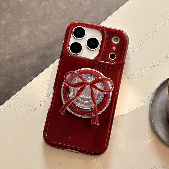 Retro Vintage Magnetische Schutzhülle für Apple iPhone 13 14 15 16 17 Pro Max mit MagSafe und Wireless Charging in Weinrot - Bild 1